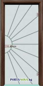 Стъклена интериорна врата Гравюр-Г-13-2, каса Орех